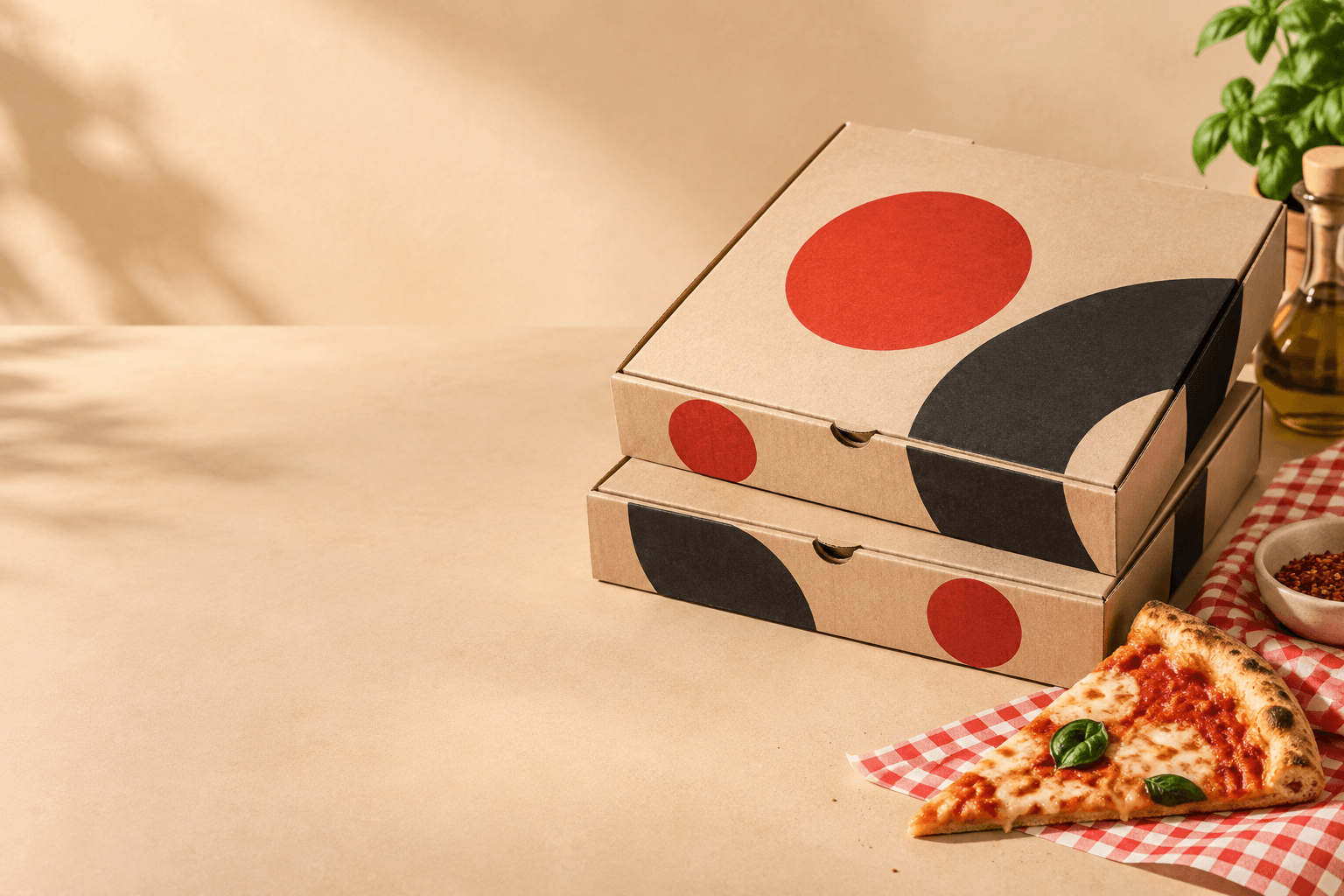 Cartoni pizza personalizzati per una campagna locale